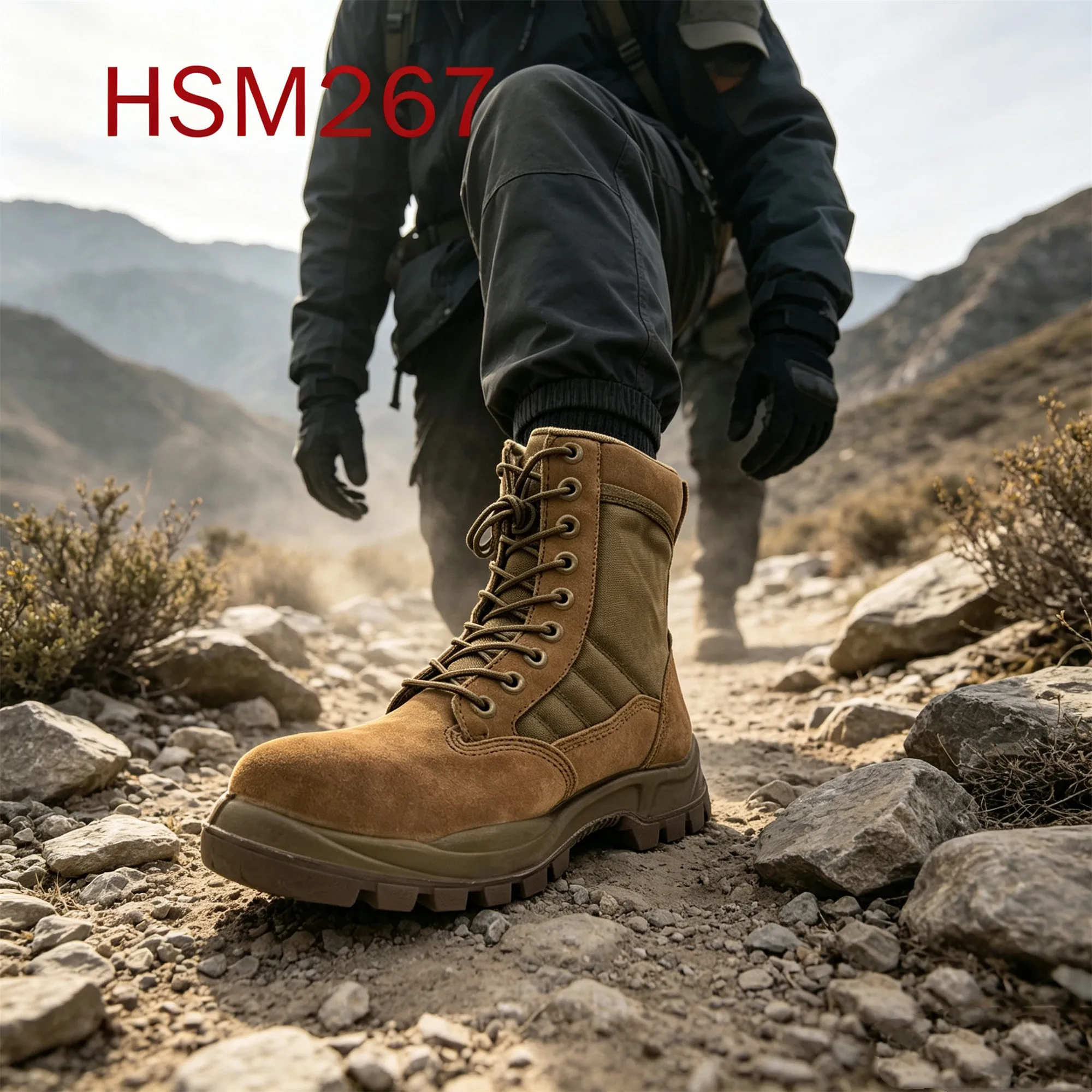 ZYF,Hillside Walking 1500D Nylon Fabric Hua Singh Men Leather Boots Anti-shock PU Injection+rubber Outsole Tactical Boots HSM267