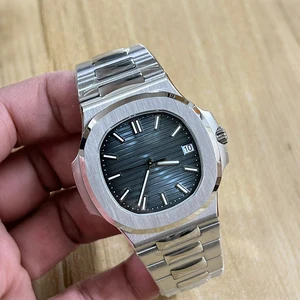 2026 New High-Quality Mechanical Watch with Blue Crystal Dial and Genuine Leather Strap - Stylish Business Style Automatic Watch