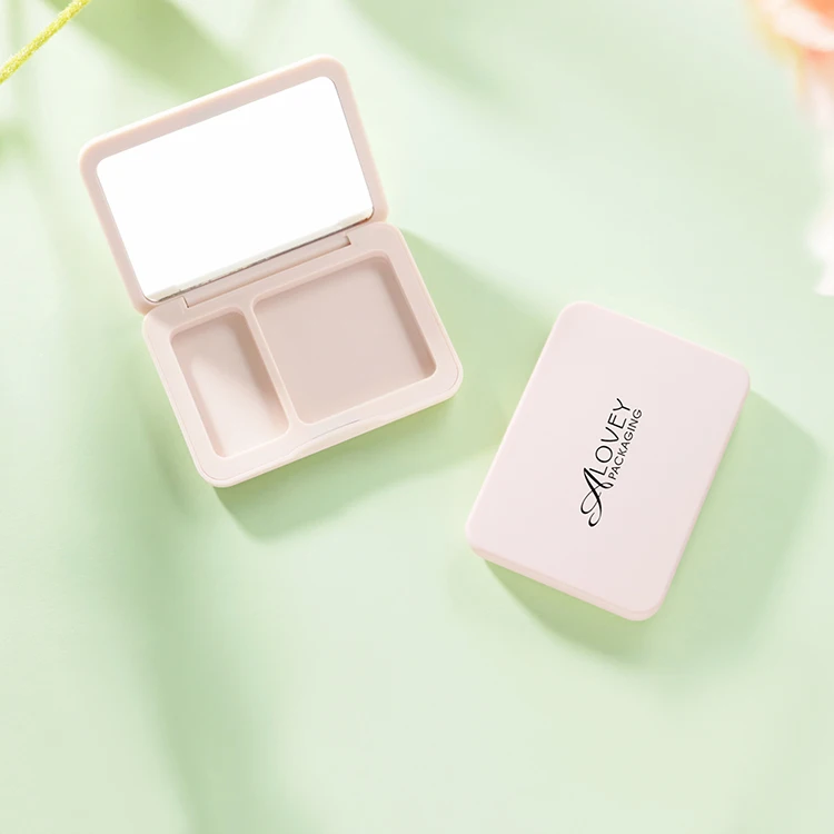 Rectangle pink 2 Color Eyeshadow Palette Empty Compact Powder Blush Packaging Cosmetic Packaging