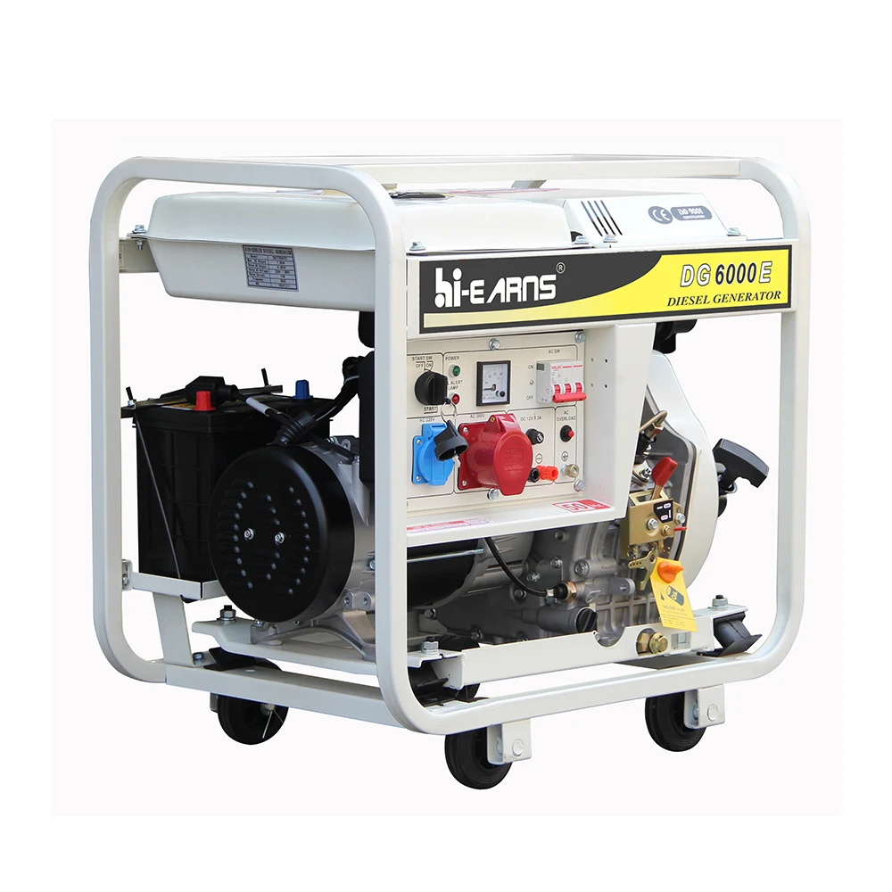Hi Earns 5KW Portable Model with 4 Wheels 380V Three Phase diesel Generator