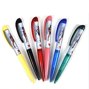 Hot Selling 1.0mm Writing Width DIY Floating Ballpoint Pen Custom Logo 2D PVC Floater with Yellow ABS Body Factory's Gift