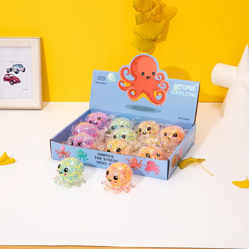 EE1039 LED Squishy Balls in Octopus TPR Water Beads Ball Sensory Toys Kids Luminous Light up Octopus Water Beads Stress Ball