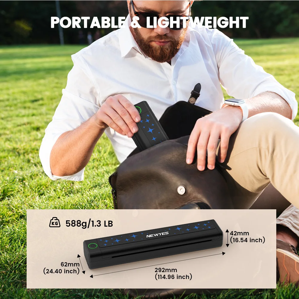 RYYES BT Interface Free APP A4 Size Wireless Small Size Mobile Phone Use Mini Portable Thermal Printer for Travel