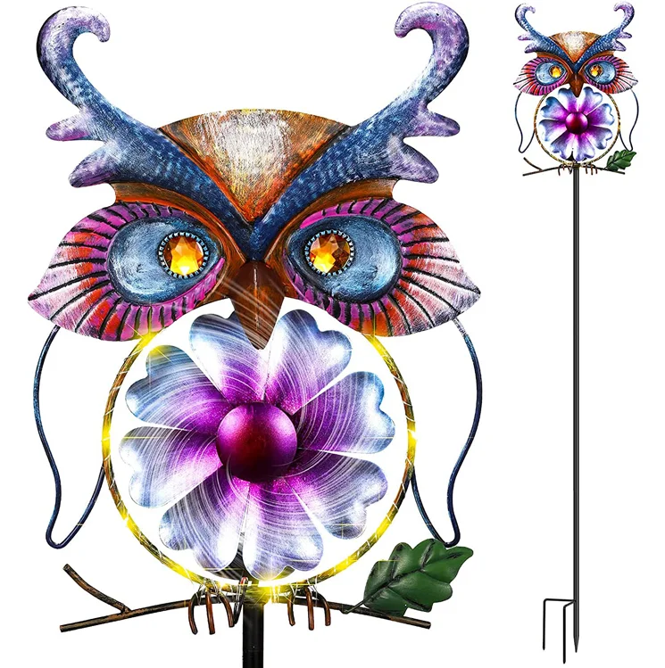 Outdoor Metal Owl  Solar Stake Light