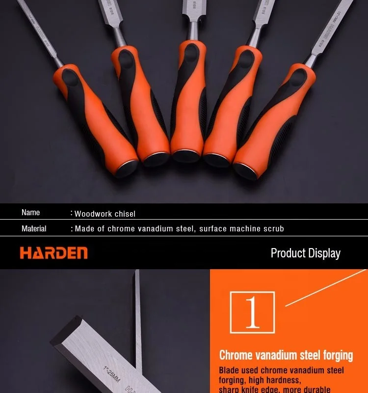 Custom Professional High Quality Handle Tool CR-V Carpenter Double Color Wood Carving Chisel Set