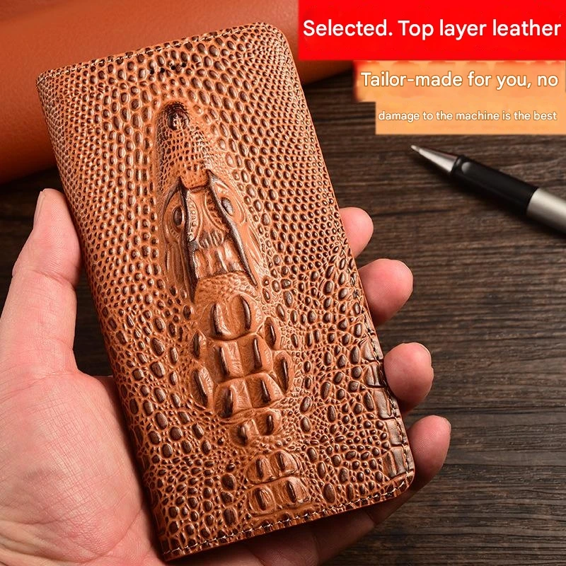 Pure Color High-End Crocodile Leather for Luxury Business Mobile Phone Case For Redmi 12 13 Pro Plus 4G 5G A3 K70 factory