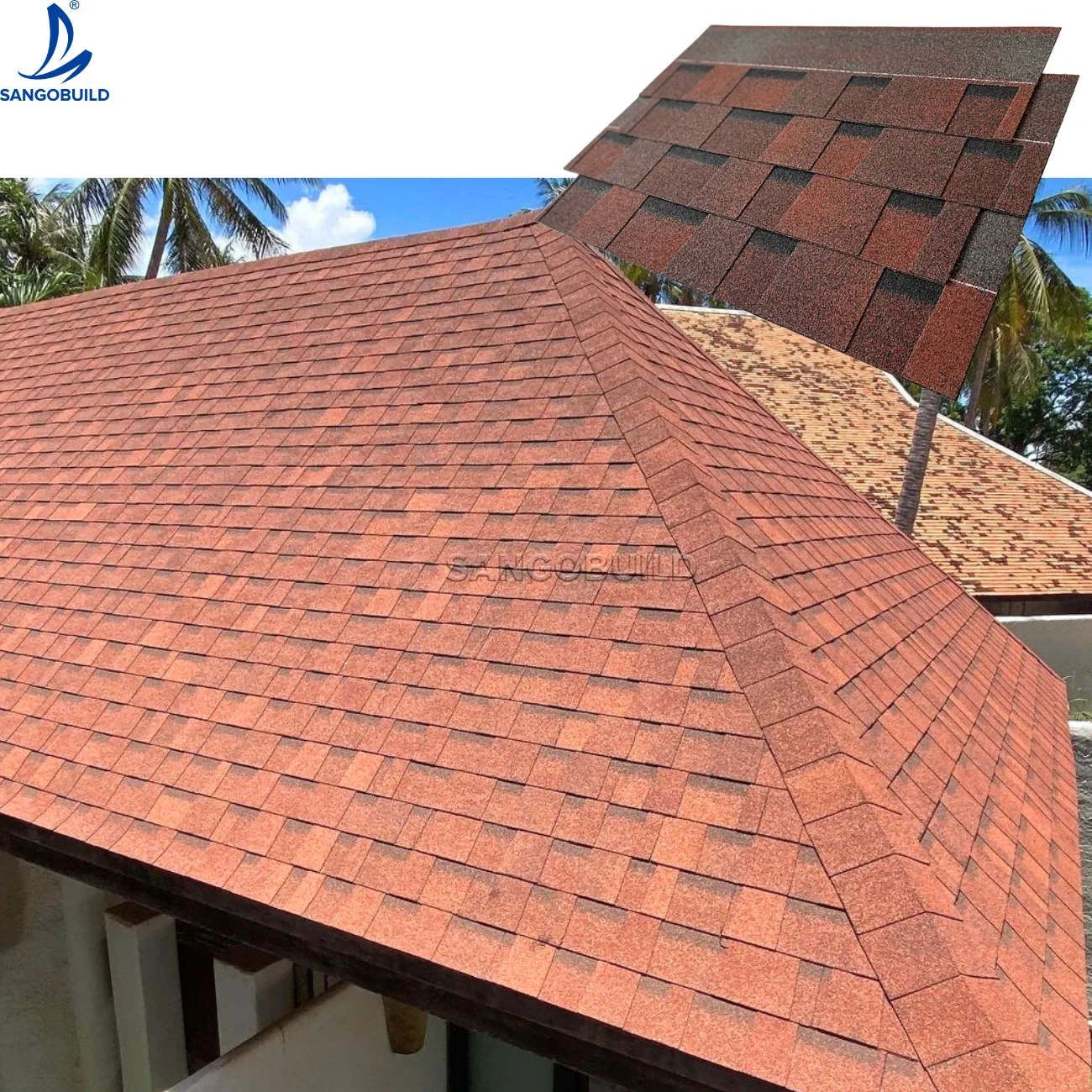 Easy Installation Asphalt Roof Tiles Customized Color Building Materials Fiberglass Asphalt Roofing Shingles for Villa House
