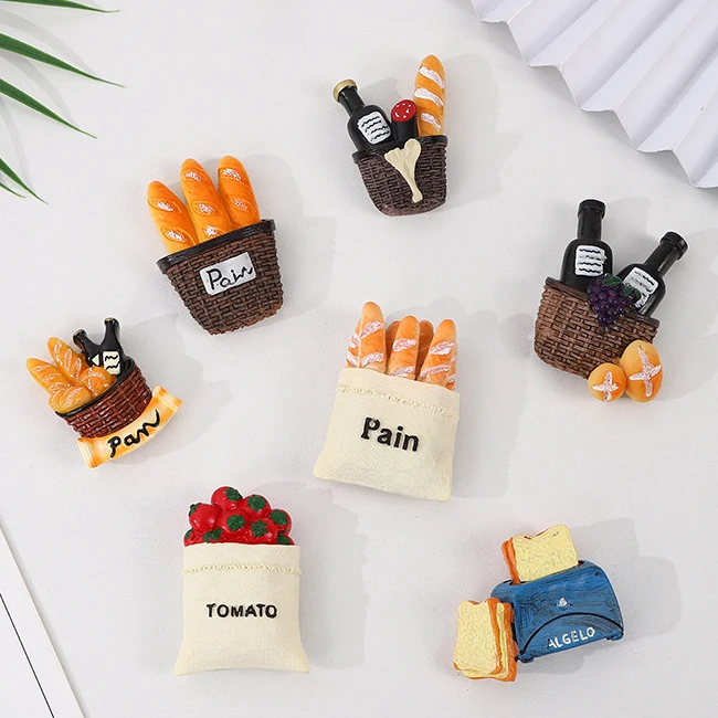 Magnetic Refrigerator Paste Sticky Notes Bread Machine Tomato Egg Pan Teapot Burger Fridge Magnet Metal Milk Model Custom Plush