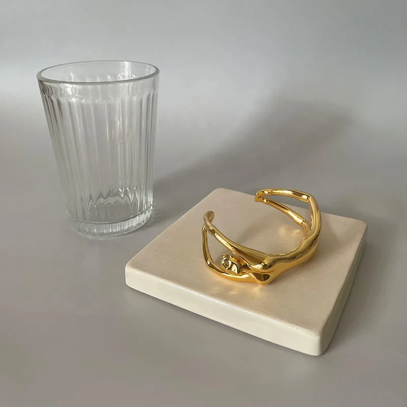 High Quality 18K Gold Plated Brass Jewelry 3D Human Body Design Bangle Punk Cuff Bracelets B212253