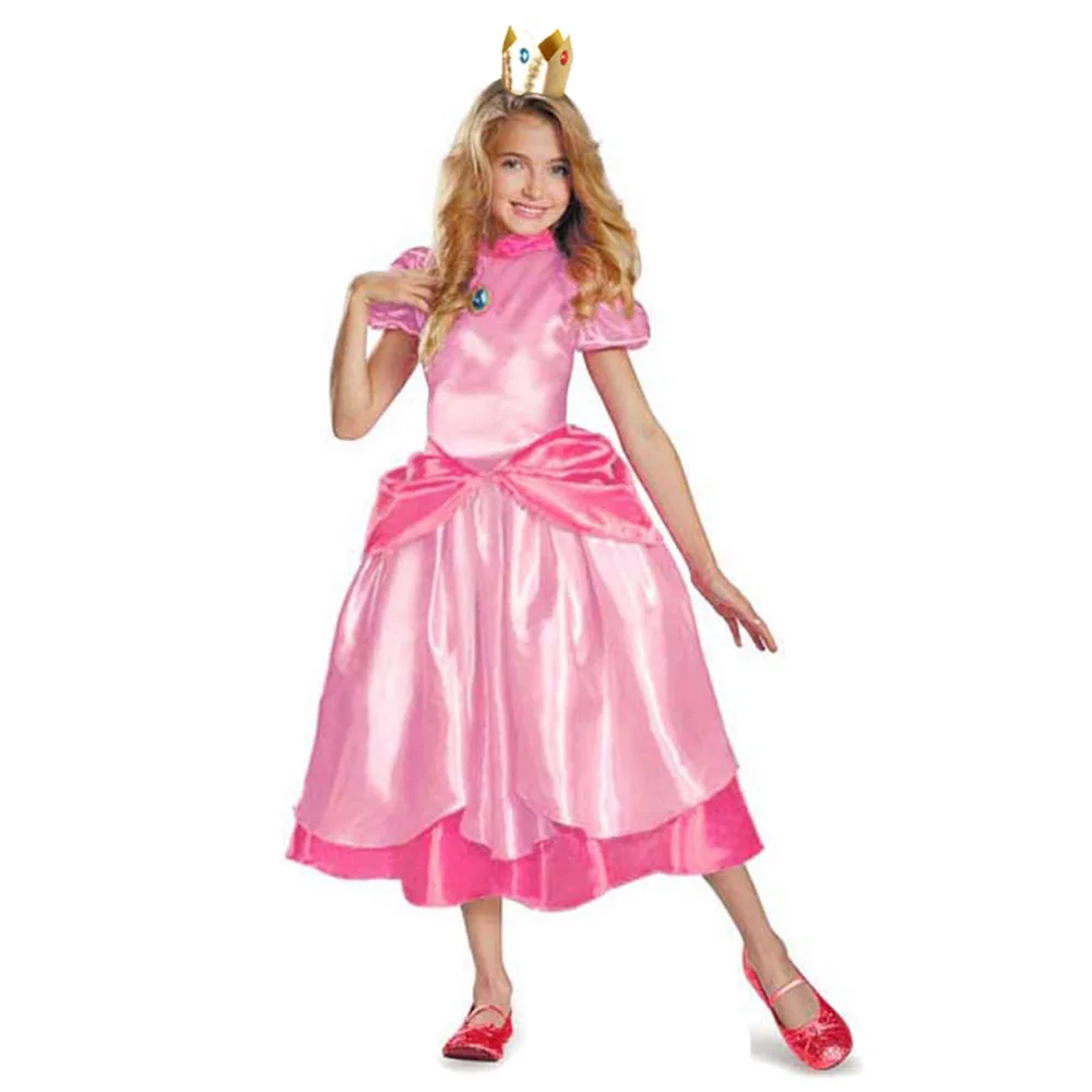 Princess Peach/super Mario Bros Costume Classic Game Mario Costume Kids Gir...