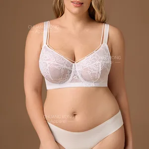 European American Cross-border Plus Size Bra Chubby Girl Underwear Steel Ring Large Chest Small Gathering Anti-sagging Solid