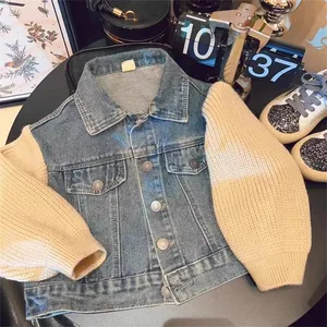 Custom Spring Boutique Denim Jacket Korean Sweater With Denim Jacket for Toddler Baby Girls Clothes for Kids
