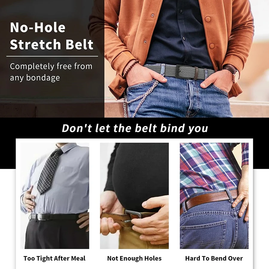 Men Wear-resistant Pants Shorts Elastic Braided Stretch Men Golf Casual Jeans Belts Woven Nylon Work Tactical Belts