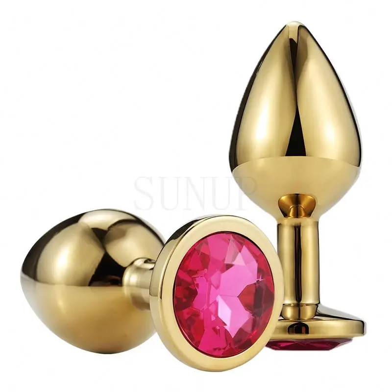 Free Custom Box - Small Medium Large Adult Products Golden Butt Anal Plug With Crystal Jewel