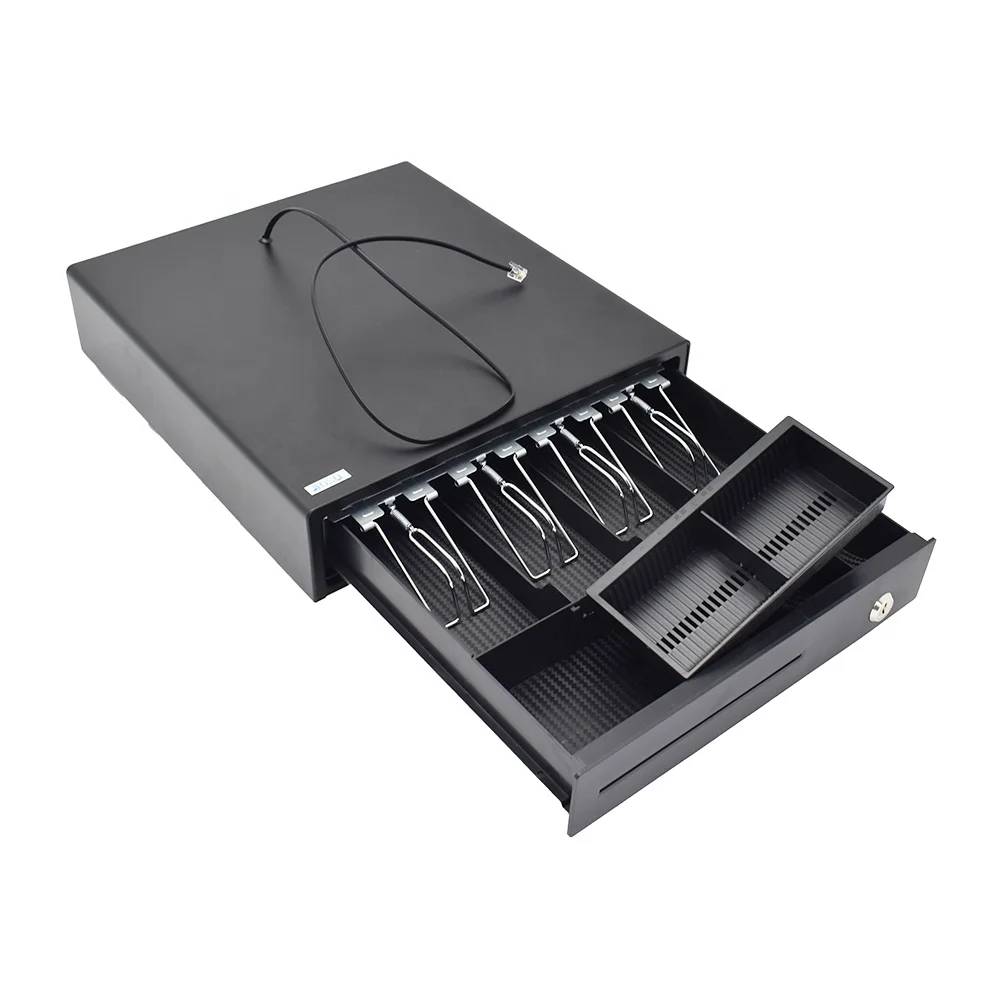 Pos System 4 Bill 4 Coin Metal Cash Registerキャッシュドロワー (隠しケーブルスロット付き)