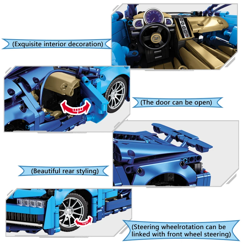 MJI 8604 Assembling 1:14 DIY Toy Model Bricks Luxury Speed Super Racing Assembling Building Block Car Kids Plastic Toy Car