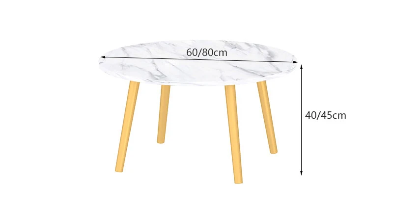 Nordic marble round living room simple modern light luxury coffee table with metal leg