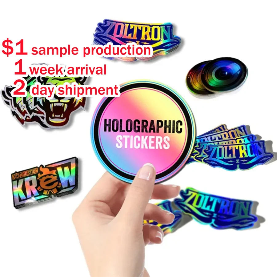 Factory Custom Design Holographic Sticker Label UV Printed Glossy Vinyl and PP for Wine Cosmetic Industries With Custom Logo