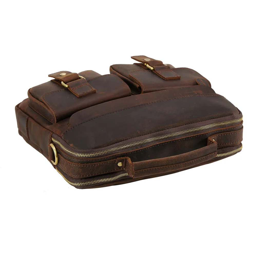 TIDING Manufacture Wholesale Custom Logo Handmade Vintage Real Leather Messenger Bag Laptop Briefcase Leather Crossbody Bags