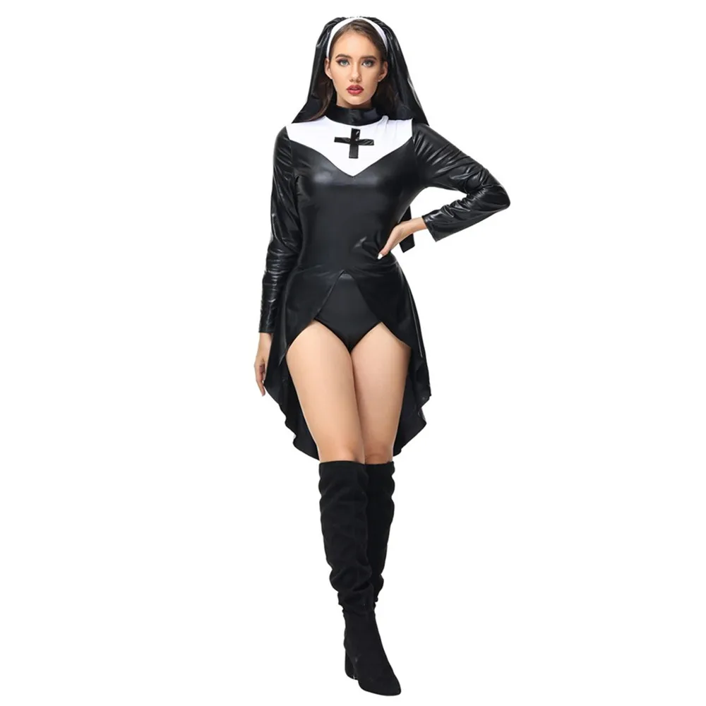 Sexy Nun Costume for Women Faux Leather Bad Naughty Nun Roleplay Fancy  Dress Halloween Virgin Mary Cosplay Costume| Alibaba.com