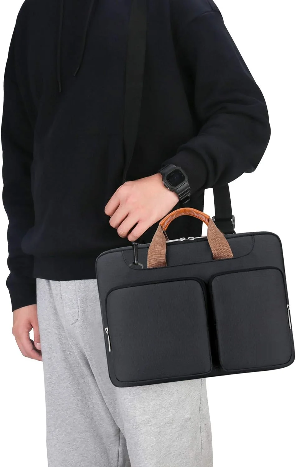 product customize computer shoulder handle bag business briefcase with shoulder strap 13 14 15 16 inch computer bag office computer bag-3