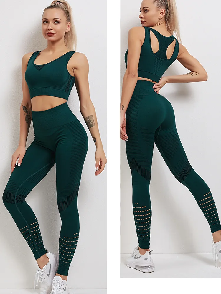 Quick Dry Plus Size Women 2 Piece Workout Outfits Yoga Set High Waist