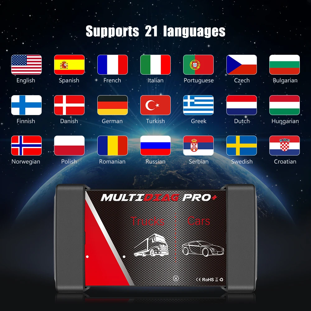 Multidiag Pro+ Wireless OBD2 Scanner - Bluetooth Car Diagnostic Tool ...