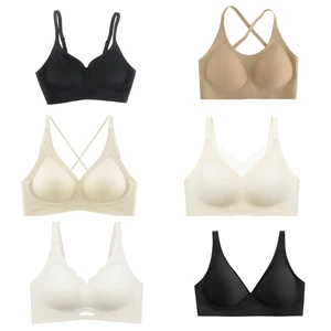 3D Cup Jelly Soft Support Wireless Bra Adjustable Thin Shoulder Strap Buckle Design t Shirt Everyday Bras for Women No Underwire