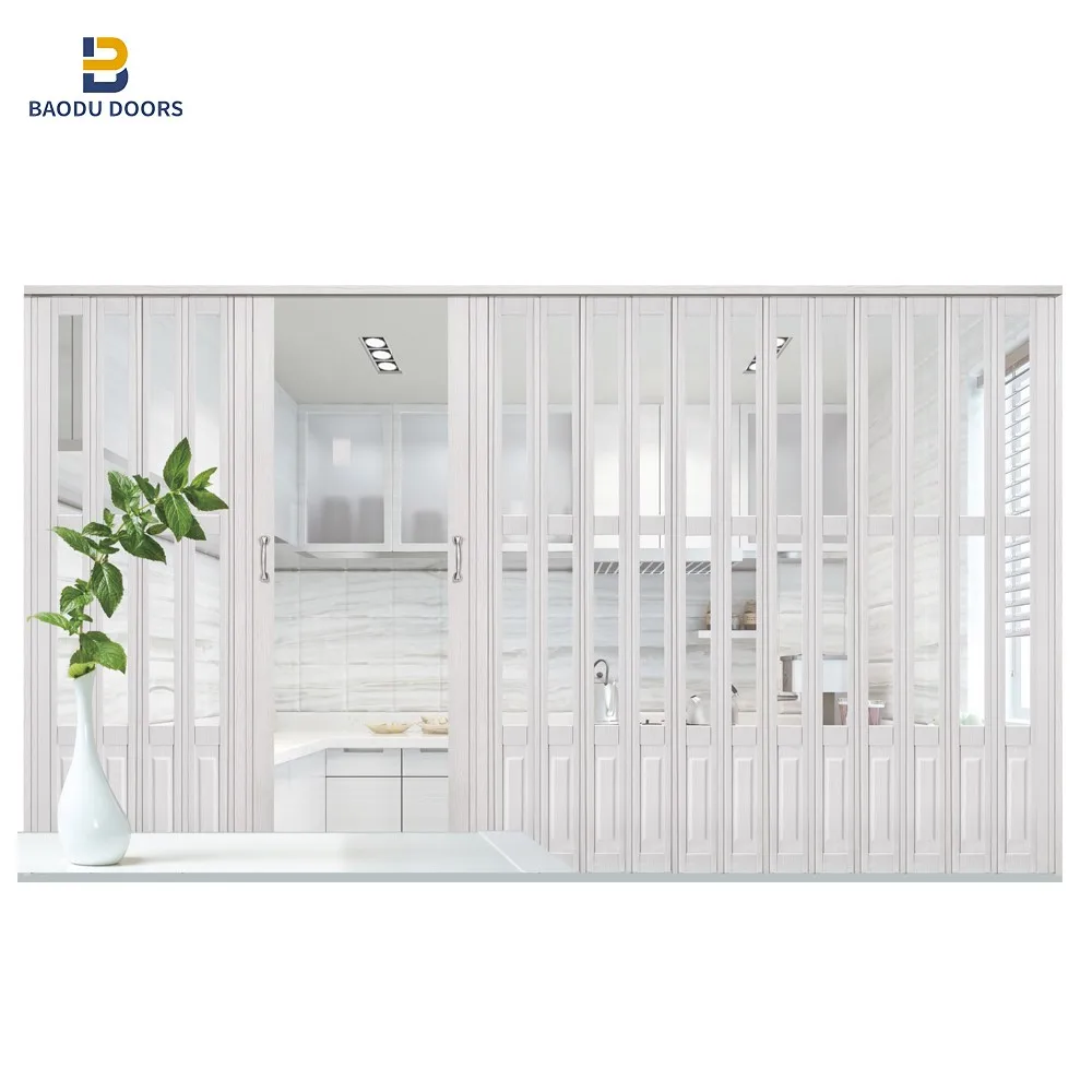 PVC Accordion Bi-folding Door for Home Price Modern Design for Houses Interior Room Lightweight Easy Installation Isolation