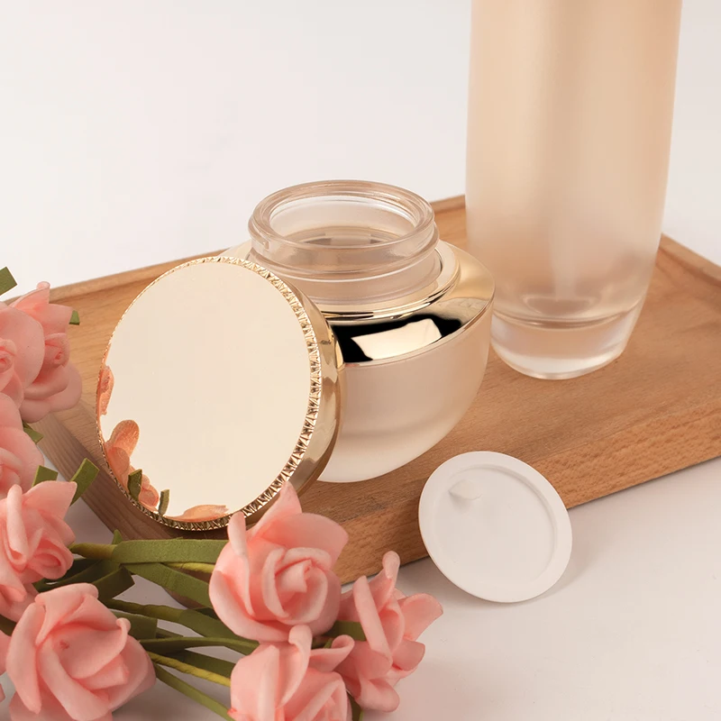 Luxury Skincare Packaging Empty Gradient Cosmetic Pump Bottle Set Glass Jar Container details