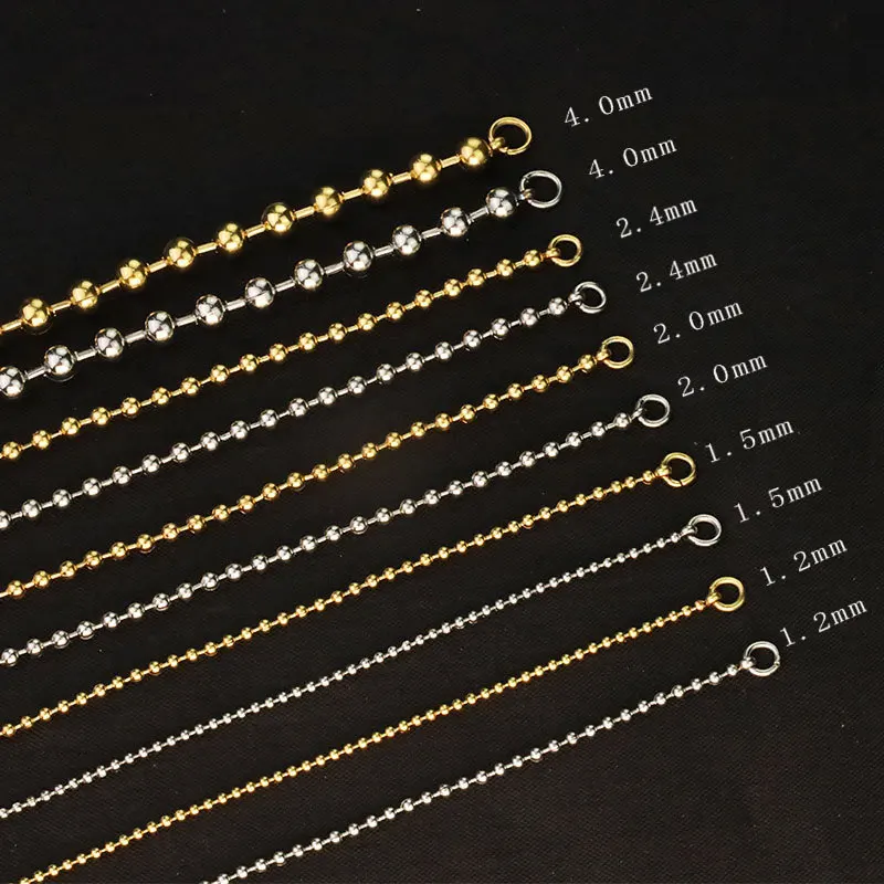 52cm Chain Diy Jewelry Accessories Stainless Steel 1.28mm Beaded Ball Chains Custom The Chain