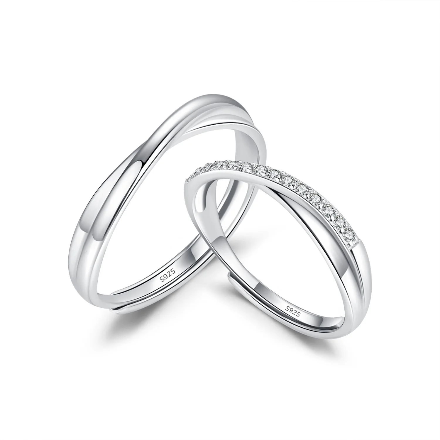 925 Sterling Silver Zirconia Mobius Ring - Adjustable & Trendy