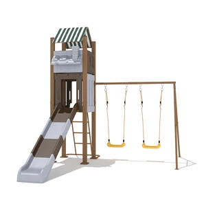 Tree House Series Kids Outdoor Slide and Swing Sets Kids Plastic Slide Playground Galvanized Steel Garden Swing for Children