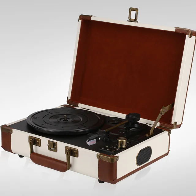 Suitcase Turntable Player with Bluetooth Transmitter Vinyl Record Player with Bluetooth Transmitter USB Player and Encoding
