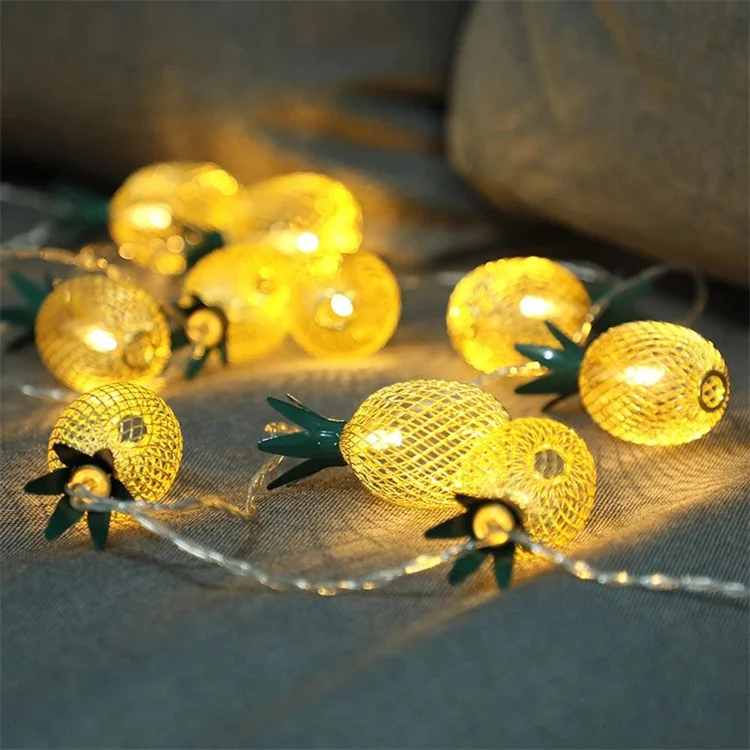 LED Pineapple Peach Fruit String Lights Colorful Garland String Fairy Light USB Battery Lantern Xmas Wedding Lamp Decoration