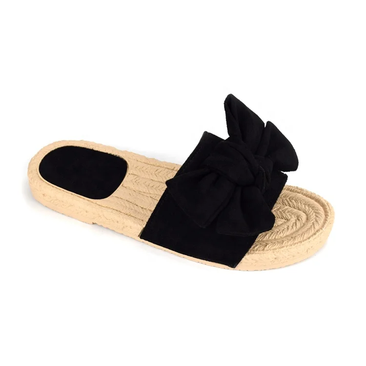 Factory Bow Sandal for Women Slip-on Flat Slipper Ladies Bowknot Summer Sandal Slippers Slide Female Shoes Sandals OEM Wholesale