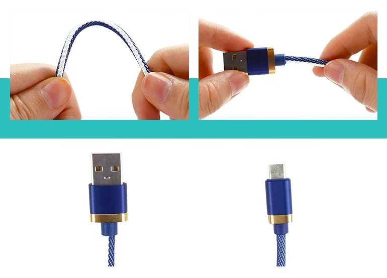 Customized 1M 3 Foot Type C Fast Charging Data Cable PVC Jacket with Braid Shielding for Computer Camera Use USB CableSync Stock