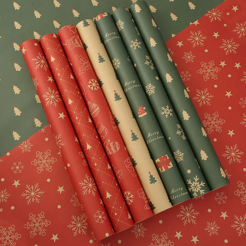 70*50cm Wholesale Xmas Gift Wrap Art Paper Kraft Gift Christmas