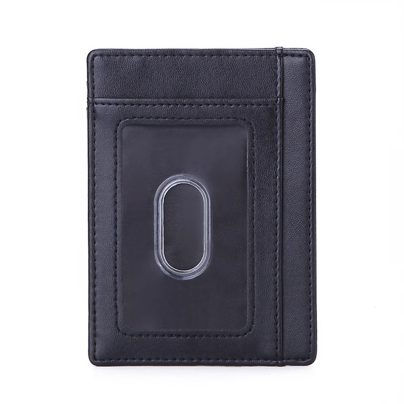 Slim Minimalist Genuine Leather RFID Blocking Anti Scan NFC Front Pocket Credit Card Holder Wallet for Men