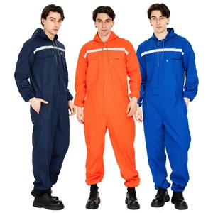 Wholesale Custom Multi Pockets Work Suit Men Reflective Safety Workwear Coveralls Mechanic Overalls Jumpsuits