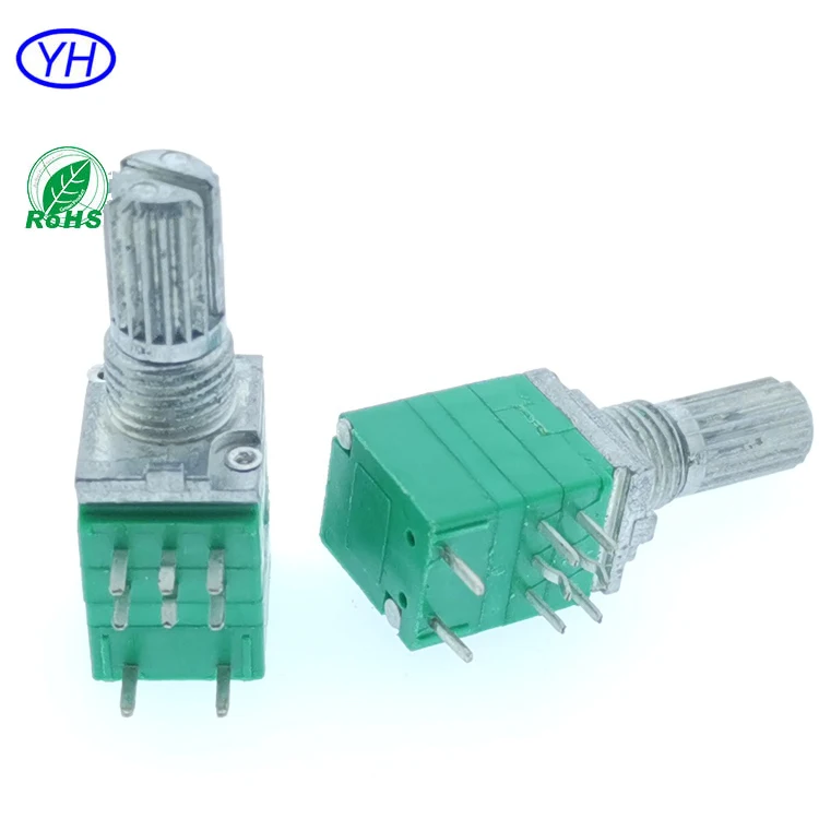 Free samples Professional custom 1k 5k 10k 20k 50k 100k 9mm 8 pin PCB mount rotary dual potentiometer with rotary switch