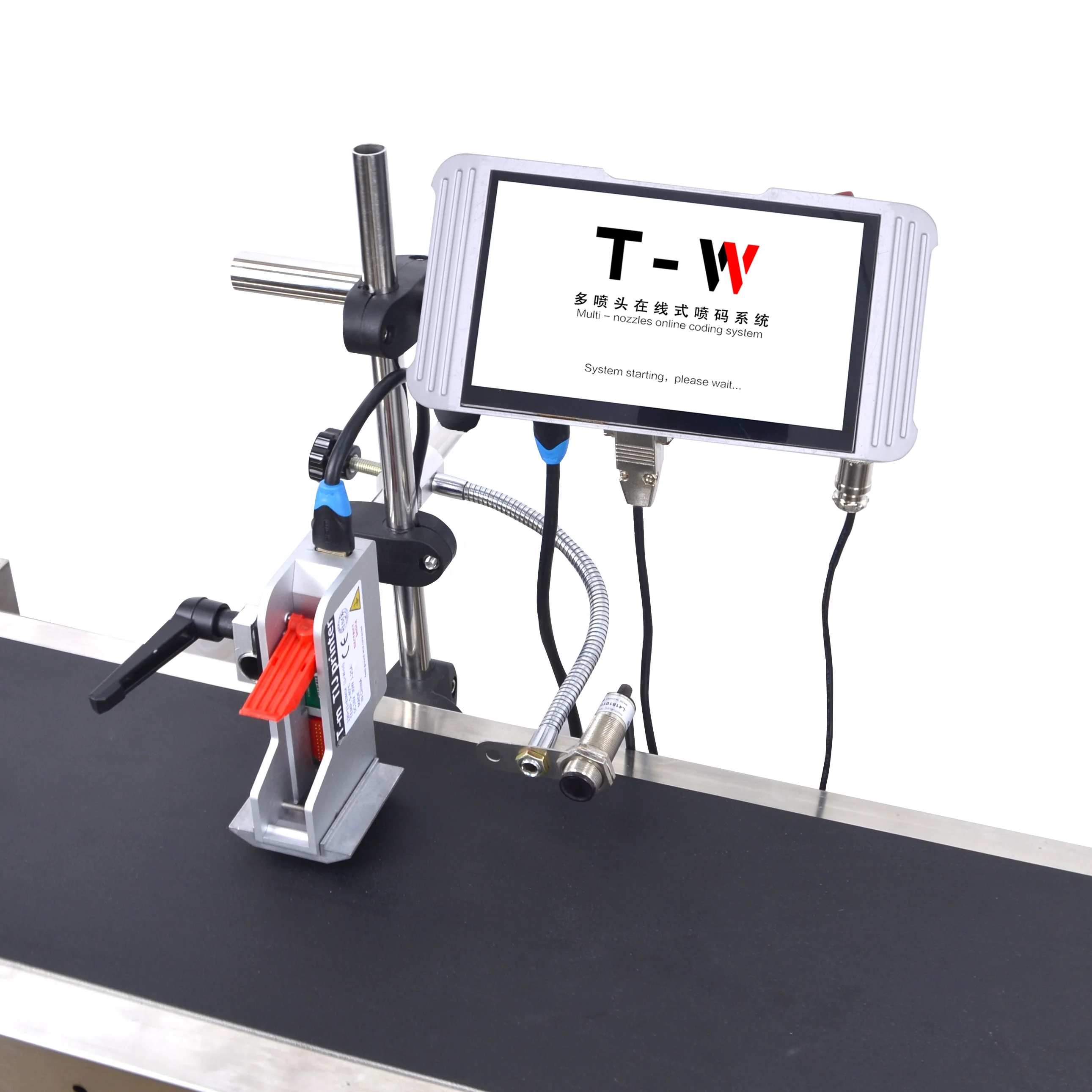 Inkjet Printer Logo Printing Coding With Conveyor Belt for Rice Bags Transporting