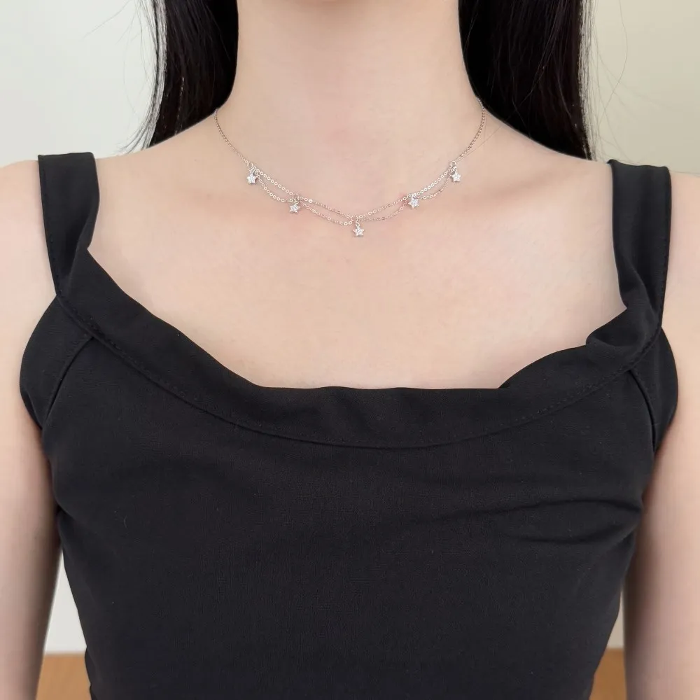 KAKODIY Girl Star Necklace 925 Sterling Silver Star Pendant Cubic Zirconia Chain Hypoallergenic Minimalist Charm Necklace detail 3