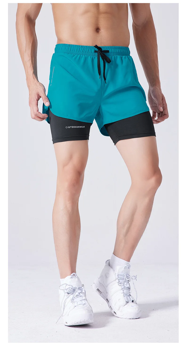 Gym Shorts 2 In 1 Polyester Quick Dry Outdoor Compression Shorts