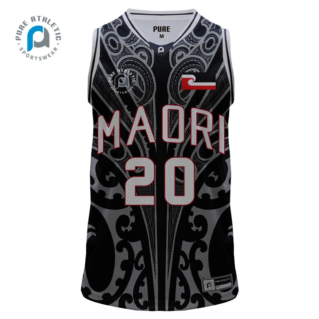 Source Pure Quick Dry Custom made sublimated men's Blue red Maori tattoo  basketball team jersey wear wholesale on m.