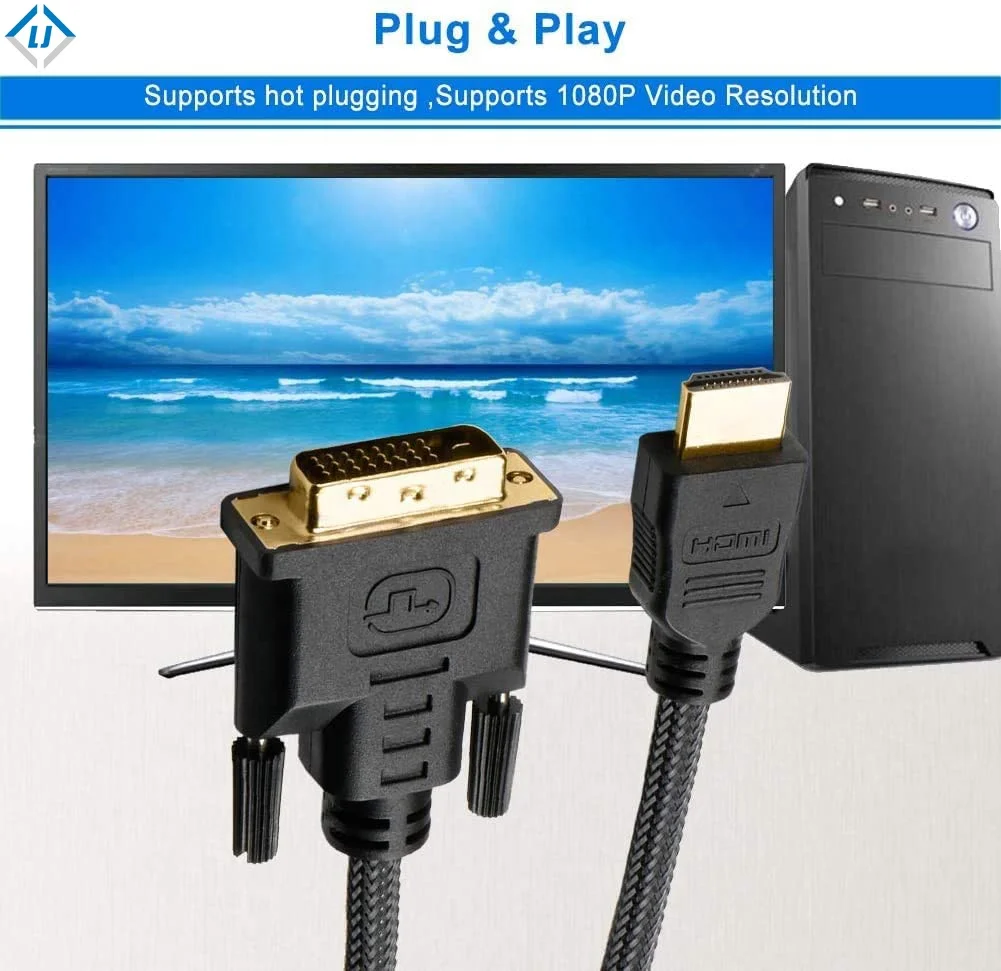 8K 60HZ 4:4:4 Zhongshan LJ высокоскоростной кабель HDMI-DVI пластиковая оболочка 3D