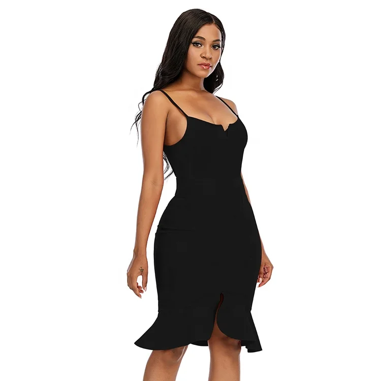 strapless open back dress Claudine Black Velvet Long-Sleeved Ruffled Mini Dress – Club L London main image 1