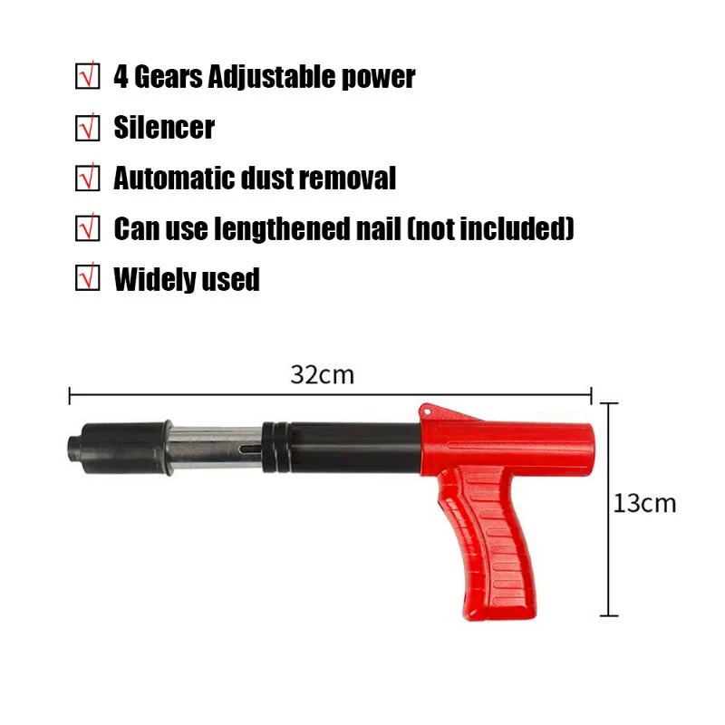 Mini Steel Nail Gun 4 Gears Adjust Automatic Slag Silencer Fastener 