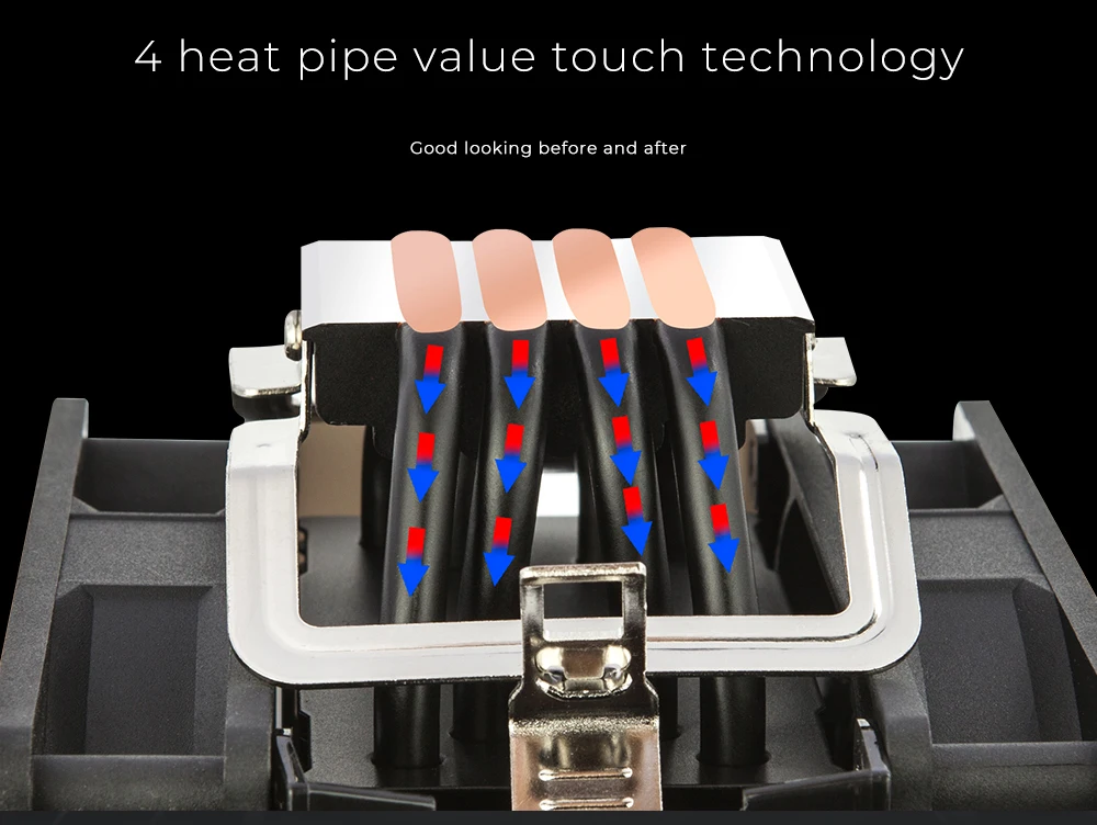Alseye S120d Dual Pc Cooling Fan Pwm 120mm 4 Pin 4 Heat Pipe Cpu Fan