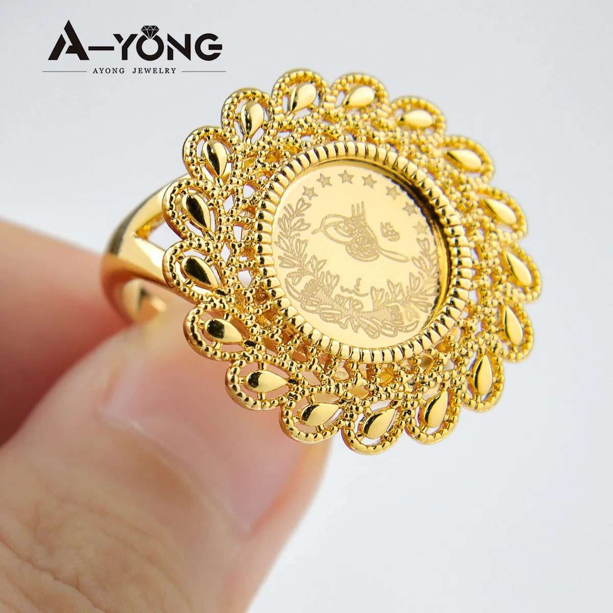 Gold Floral Ring - Temu